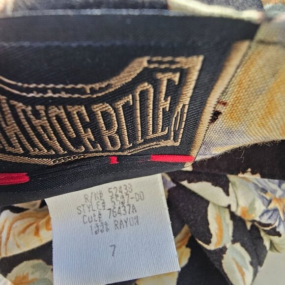 Vintage Blue 80s Full Circle Midi Skirt Jr Sz 7 Black Yellow Floral Button Front - Picture 6 of 6